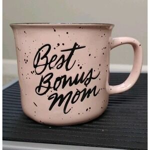 Best Bonus Mom Pink Black Trim Specks Mug/decor. Kristen Ley